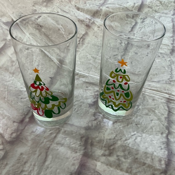 Vintage Crate&Barrel Holiday Christmas Holliday Season Tree Glasses Set Of 4 - Picture 6 of 9